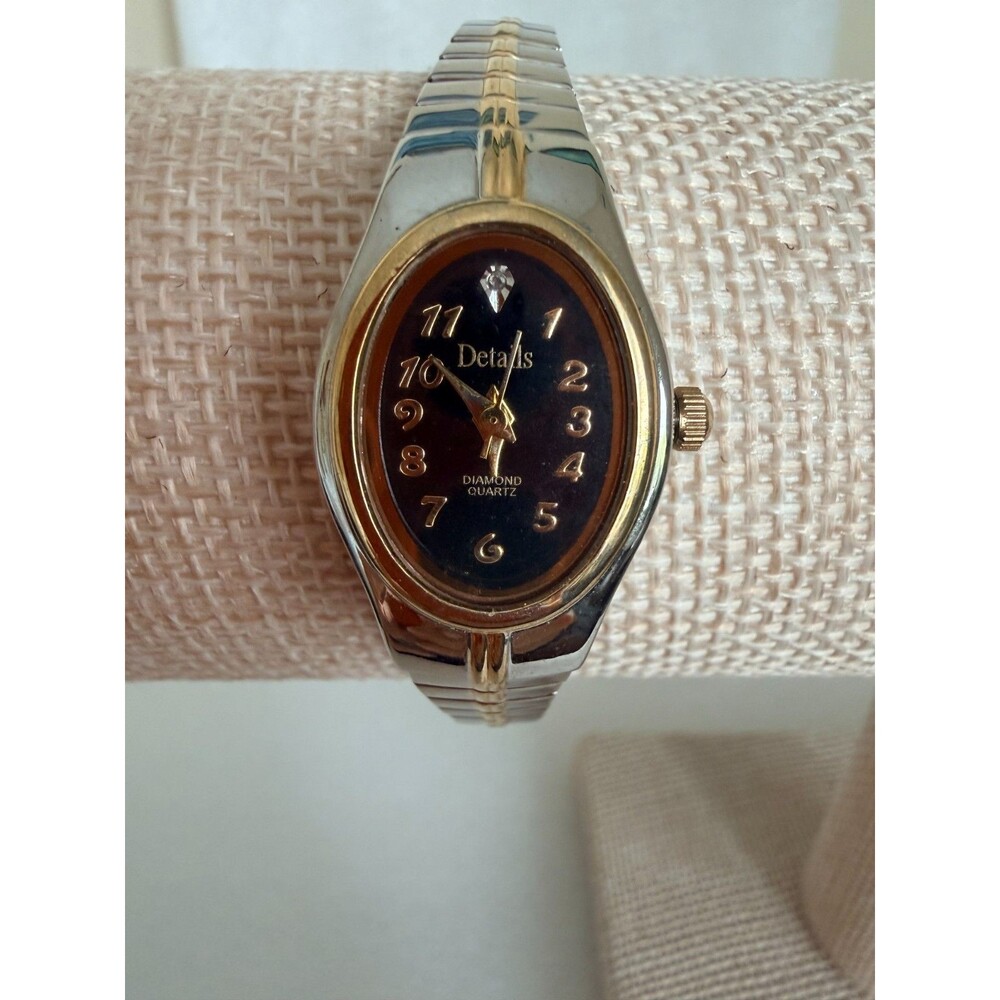 Vintage Details Diamond Quartz Women Watch Two Tone Stretch Band DTL157L 377Desc